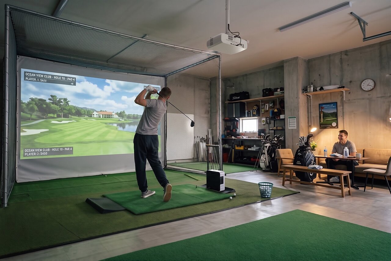 EPSON EH-LS7500 bei einer Indoor-Golfsimulation